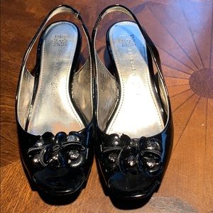 Black Patent Leather Anne Klein Slingbacks Sz 6.5